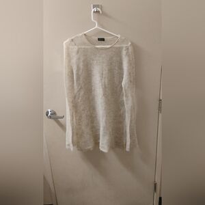 Joseph Tricot Flare Long Sleeve Sheer Knit Sweater Dress Made in Italy